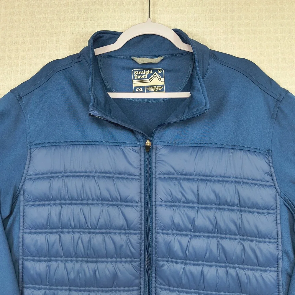 Straight Down Mens XXL‎ Blue Hybrid Full Zip Quilted Golf Jacket Bulle Rock Logo